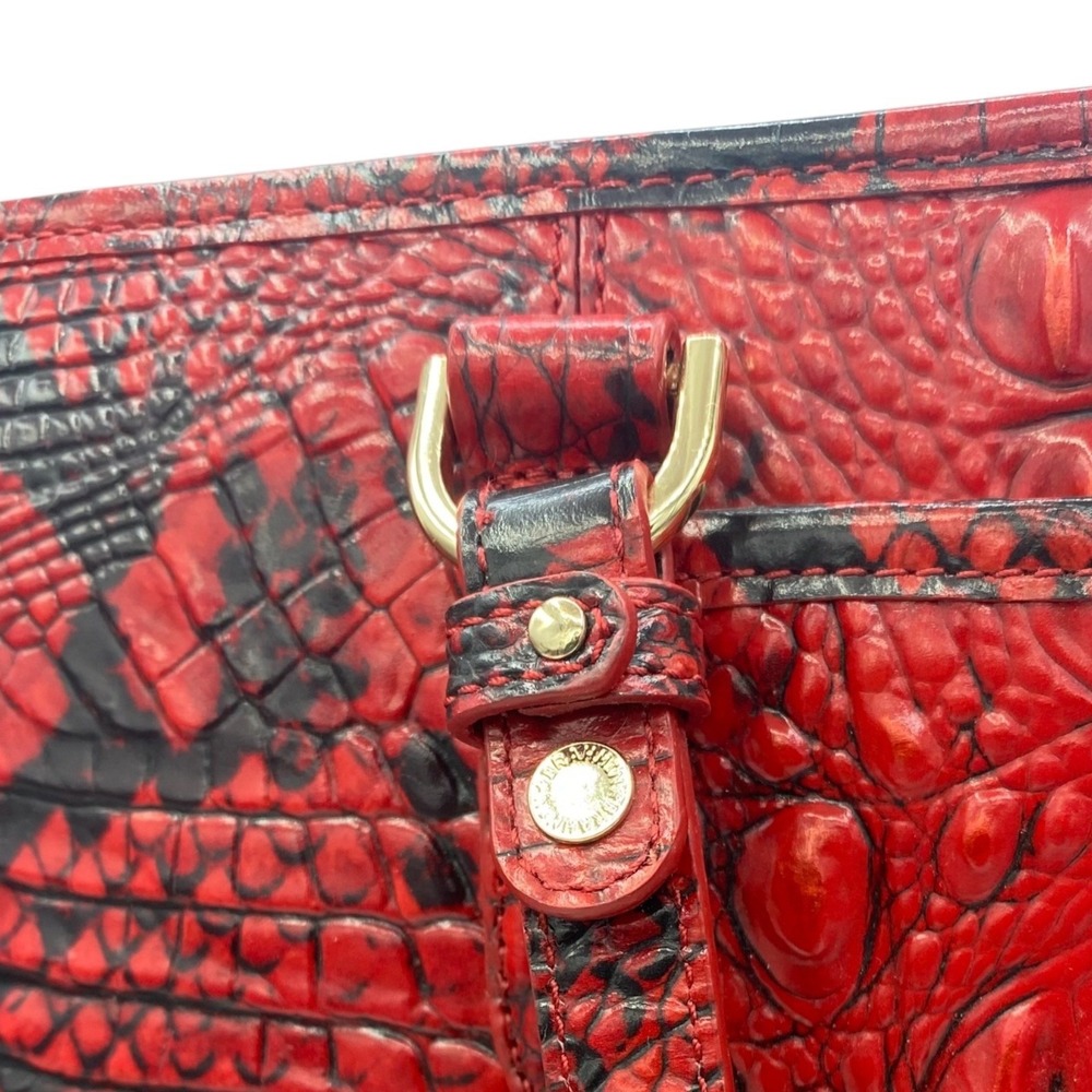 Brahmin Tia Shopper Bag Lipstick Ombre Melbourne Embossed Leather Tote Red Black - Picture 3 of 10